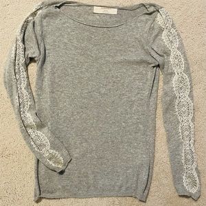 Zara Knit gray and lace sweater